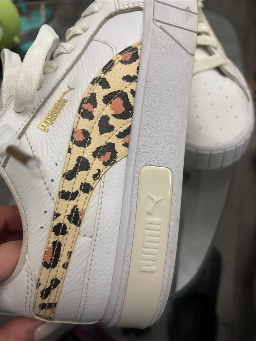 Puma White Sneakers with Gold Logo Accents